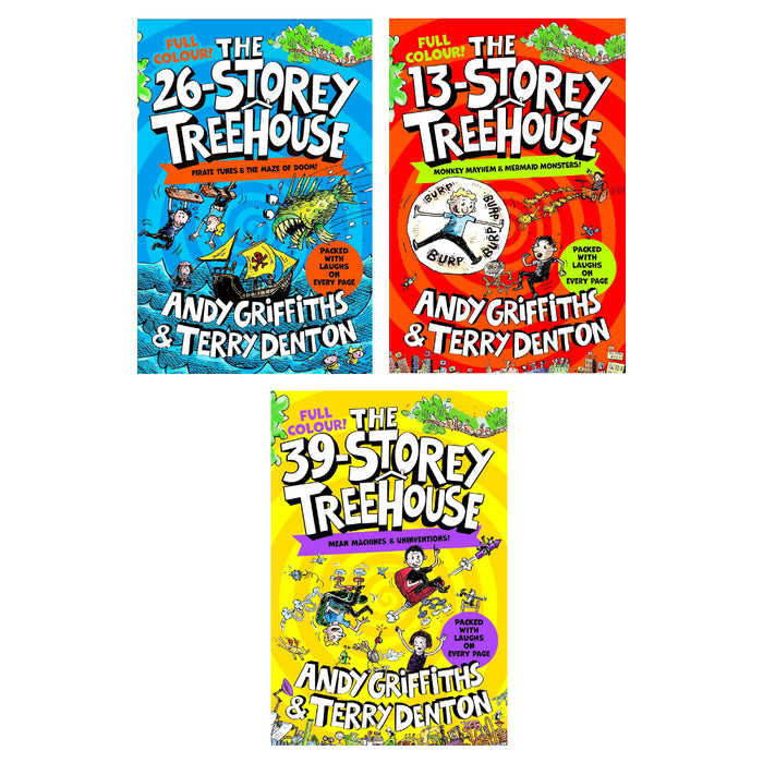 The 39-Storey Treehouse , The 13-Storey Treehouse & The 26-Storey Treehouse By Andy Griffiths and Terry Denton 3 Books Set