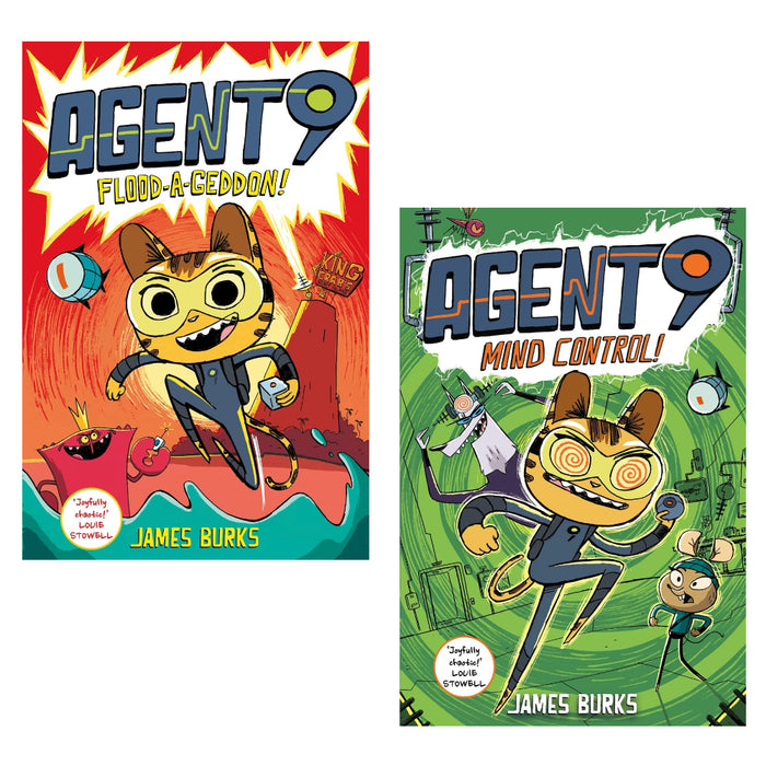 Agent 9 Series 2 books Set By  James Burks (Mind Control!: & Flood-a-geddon!)