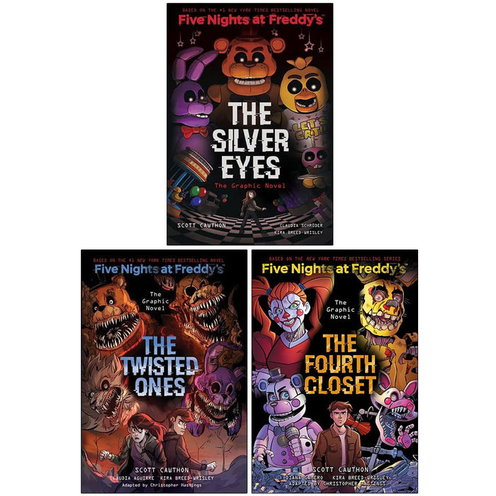 Five Nights at Freddy's Graphic Novel Collection 3 Books Set By Scott Cawthon, Kira Breed-wrisley (The Twisted Ones, The Silver Eyes, The Fourth Closet) - The Book Bundle