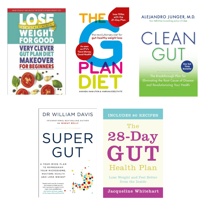 Super Gut, THE 28-DAY GUT HEALTH PLAN, Clean Gut, The G Plan Diet, Lose Weight For Good 5 Books Set