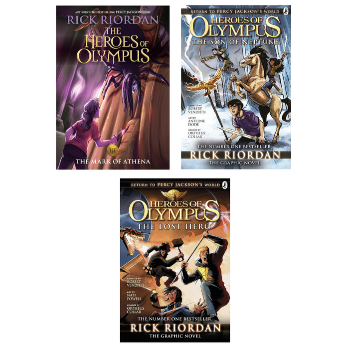 The Heroes of Olympus: The Graphic Novel 3 Books Set By  Rick Riordan  (The Lost Hero, The Son of Neptune,  Heroes of Olympus, the Book Three: Mark of Athena)