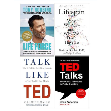 Life Force, Lifespan , Talk Like TED, Ted Talks 4 Books Collection Set - The Book Bundle