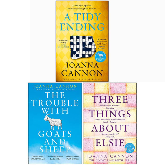 Joanna Cannon Collection 3 Books Set (A Tidy Ending, The Trouble with Goats and Sheep, Three Things About Elsie)