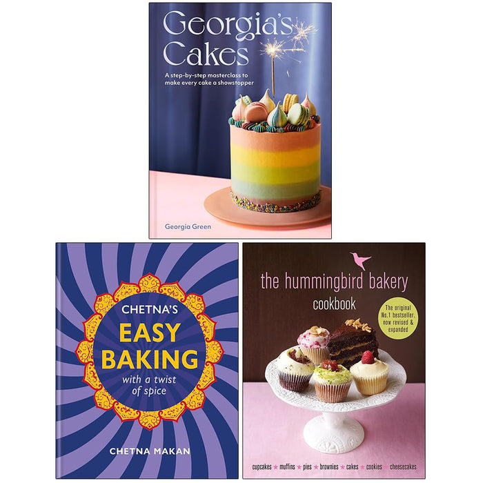 Georgia’s Cakes, Chetna's Easy Baking & The Hummingbird Bakery Cookbook 3 Books Collection Set