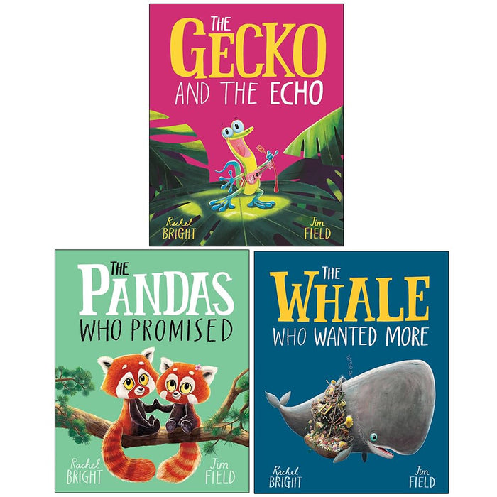 Rachel Bright Collection 3 Books Set (The Gecko and the Echo, The Pandas Who Promised, The Whale Who Wanted More)