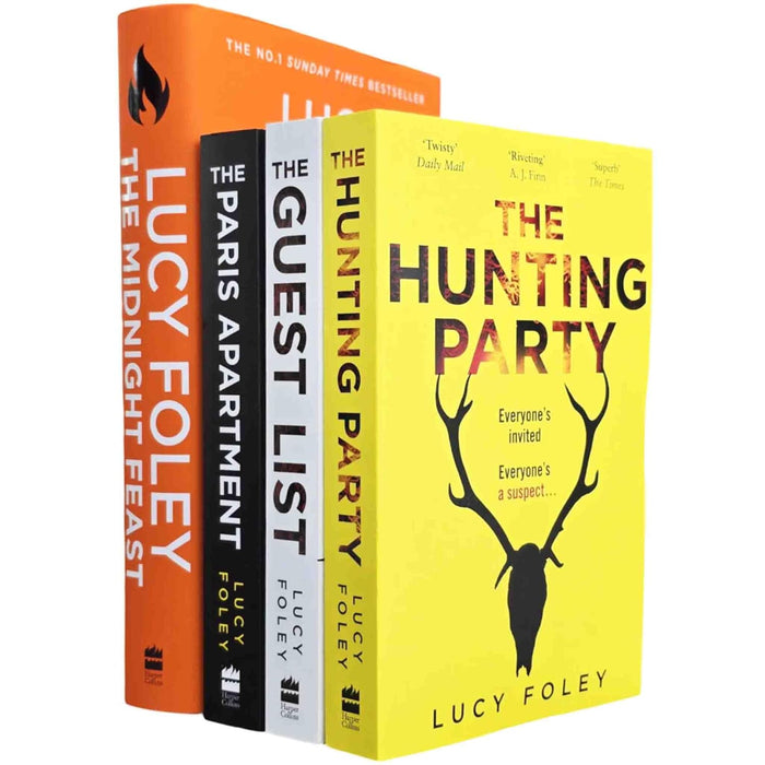 Lucy Foley Collection 4 Books Set (The Midnight Feast (HB), The Paris Apartment, The Hunting Party, The Guest List