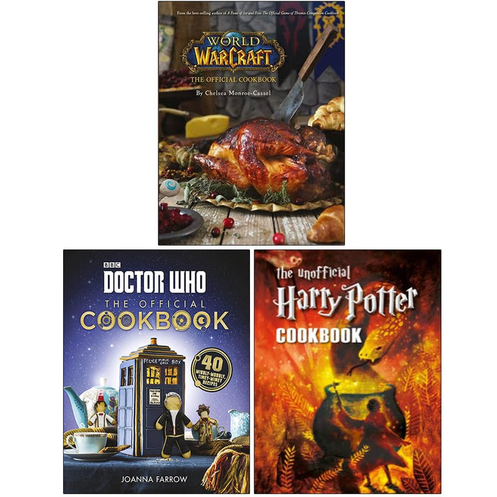 World of Warcraft The Official Cookbook, Doctor Who The Official Cookbook & The Unofficial Harry Potter Cookbook 3 Books Collection Set