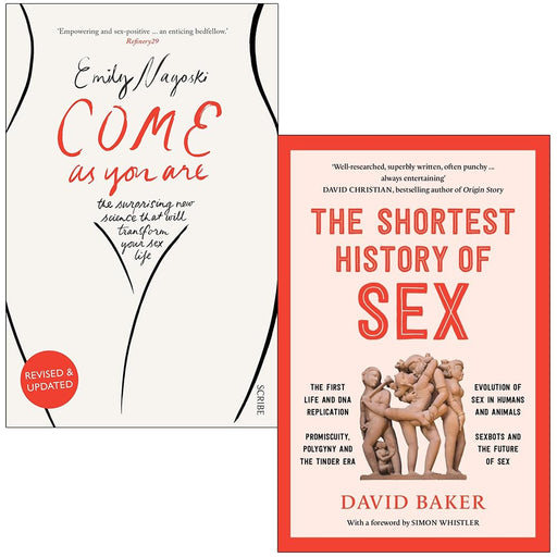 Come as You Are By Dr Emily Nagoski & The Shortest History of Sex By David Baker 2 Books Collection Set - The Book Bundle