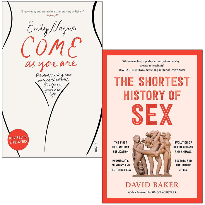 Come as You Are By Dr Emily Nagoski & The Shortest History of Sex By David Baker 2 Books Collection Set - The Book Bundle