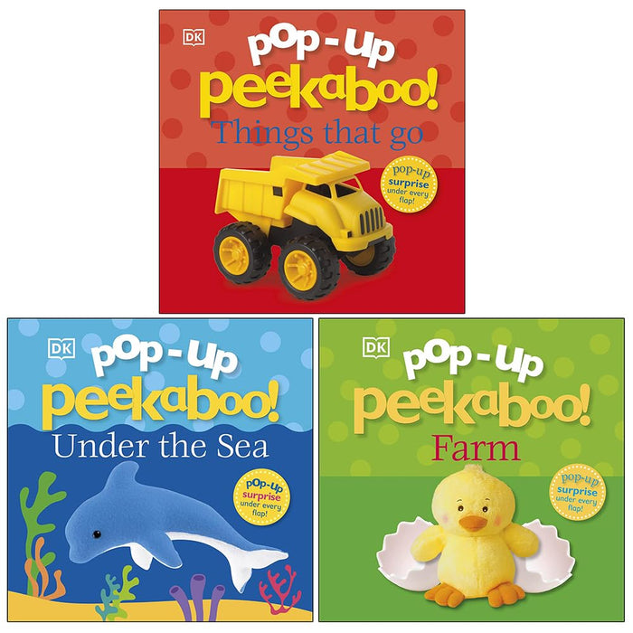 Pop-Up Peekaboo! 3 Books Collection Set By DK  (Pop-Up Peekaboo! Things That Go, Sea, Farm)