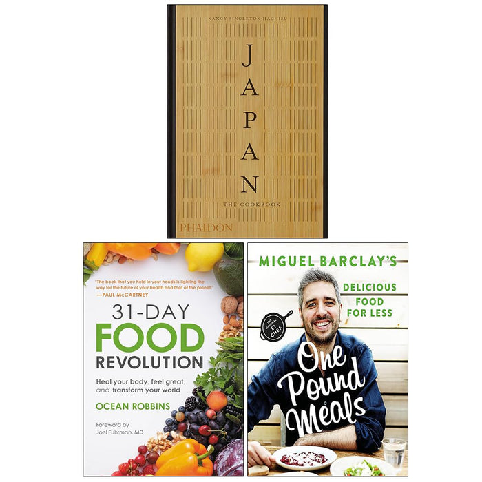 Japan The Cookbook [Hardcover], 31-Day Food Revolution [Hardcover] & One Pound Meals 3 Books Collection Set