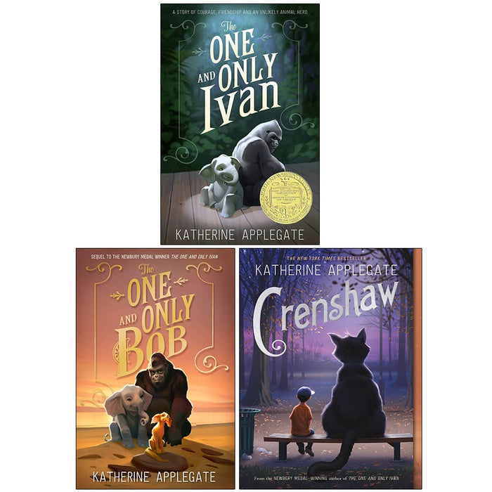 Katherine Applegate Collection 3 Books Set (One and Only Ivan, The One and Only Bob, Crenshaw)