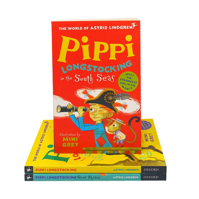 Pippi Longstocking 3 books collection set by mini grey World of Astrid Lindgren