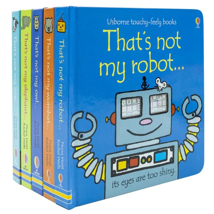 Usborne Touchy-Feely That's not my collection 5 Book Set (That's Not My Robot, Wombat, Qwl, Elephant, Cow)