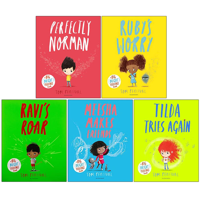 Tom Percival  5 Books Set Perfectly Norman Ruby's Worry Ravi's Roar Meesha Makes Friends Tilda Tries Again