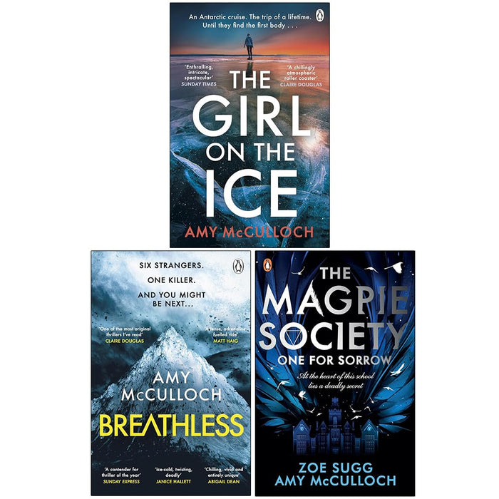 Amy McCulloch Collection 3 Books Set (The Girl on the Ice, Breathless and The Magpie Society One for Sorrow)