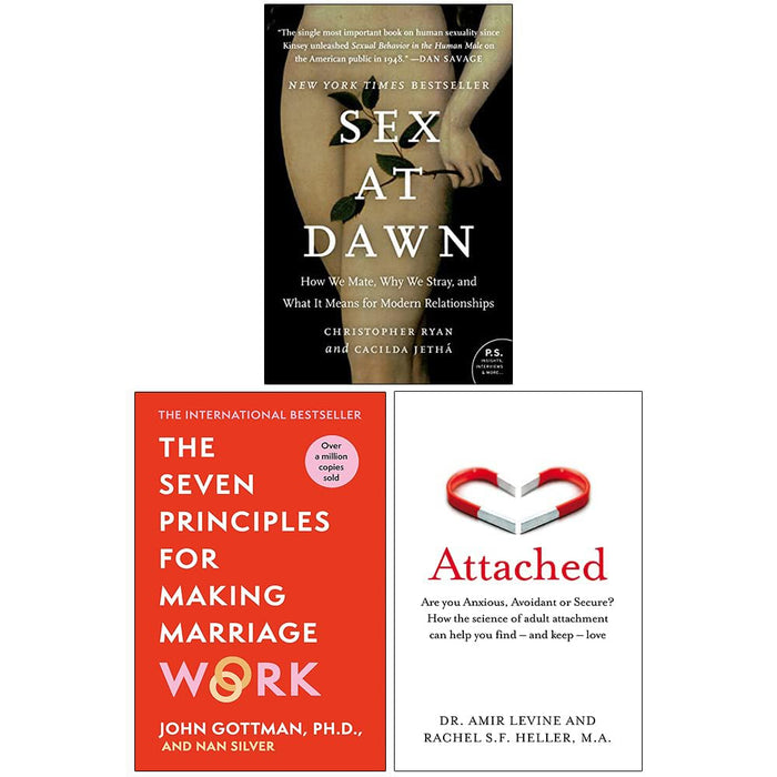 Seven Principles For Making Marriage Work,Attached, Sex at Dawn 3 Books Set NEW