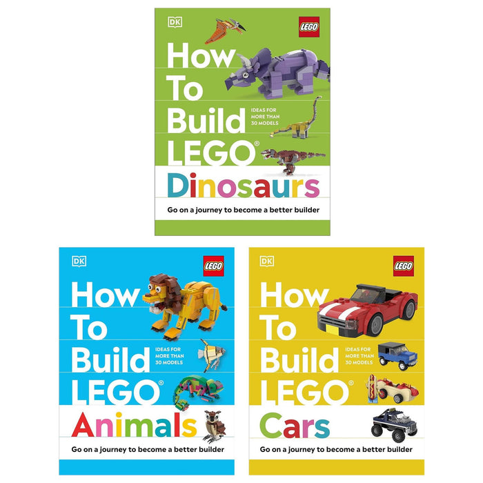 How to Build LEGO Series 3 Books Collection Set (How to Build LEGO Cars, How to Build LEGO Dinosaurs and How to Build LEGO Animals)