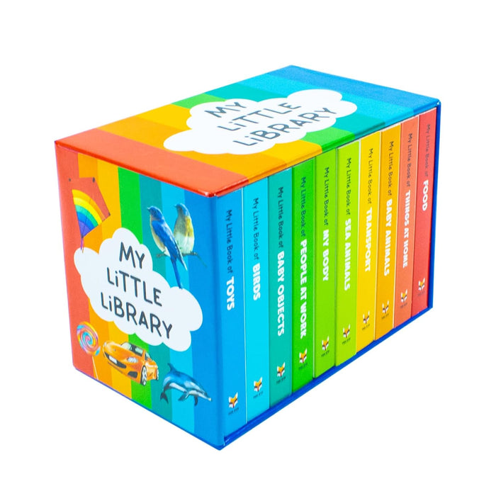 My Little Library 10 Books Set Collection(Toys, Food,Things at home, Baby objects, Sea Animals, Birds, People at Work, My Body, Transport, Baby Animals) Hardcover