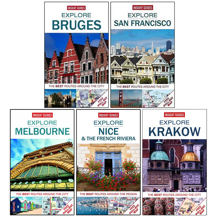 Insight Explore Guides Collection 5 Books Set (Bruges, San Francisco, Melbourne, Nice & the French Riviera, Krakow)