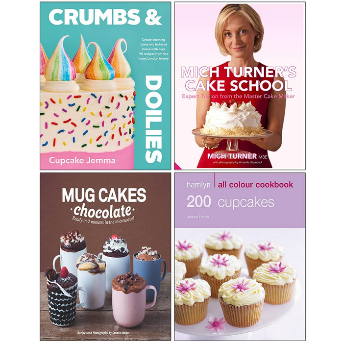 Crumbs Doilies, 200 Cupcakes, Mug Cakes Chocolate, Mich Turner Cake School 4 Books Set