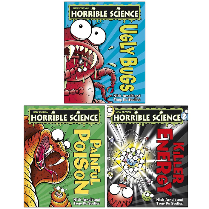 Horrible Science Collection 3 Books Set By Nick Arnold (Ugly Bugs, Painful Poison & Killer Energy)