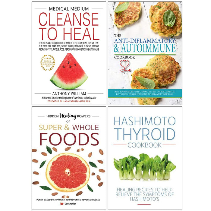 Medical Medium Cleanse,Anti-Inflammatory,Hidden Healing,Hashimoto Thyroid 4 Book Set - The Book Bundle