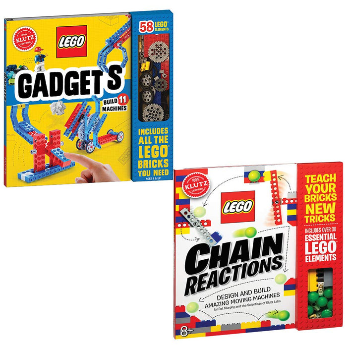 LEGO Gadgets (Klutz) & [Spiral-bound] Lego Chain Reactions 2 Books Collection Set