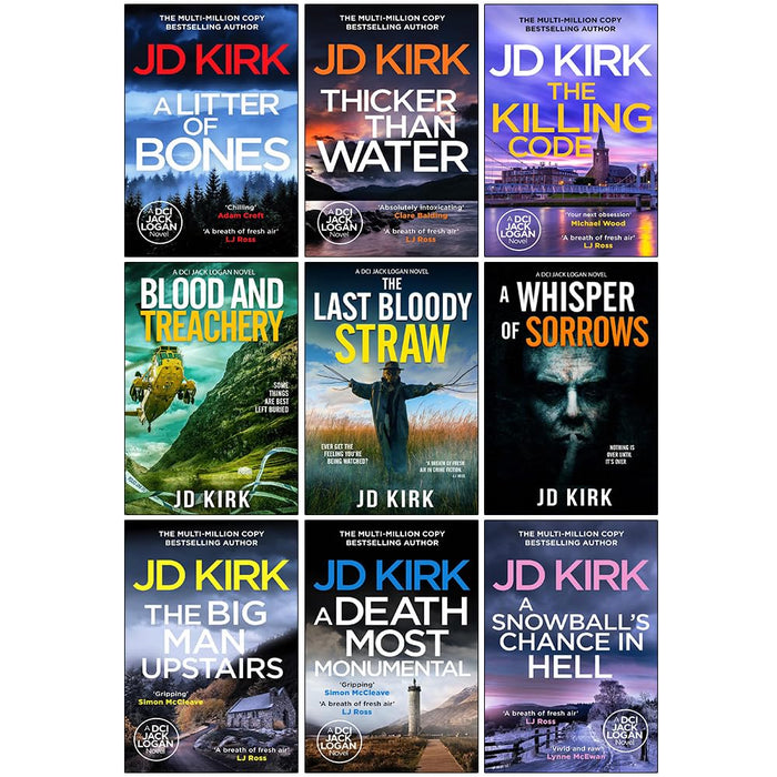 DCI Logan Crime Thrillers 1-9 Books Collection Set By JD Kirk (A Litter of Bones,Thicker Than Water)