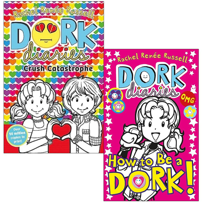 Dork Diaries Series 2 Books Collection Set By Rachel Renee Russell (How to be a Dork WBD and Crush Catastrophe)