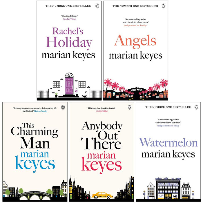 Marian Keyes 5 Books Collection Set (Rachel's Holiday, Angels, This Charming Man, Anybody Out There, Watermelon)