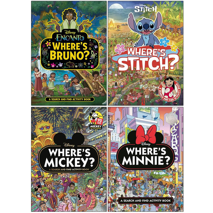 Disney Search and Find Activity Book Set 1: 4 Books Collection Set (Where's Bruno?, Where's Stitch?, Where's Mickey? and Where's Minnie?)