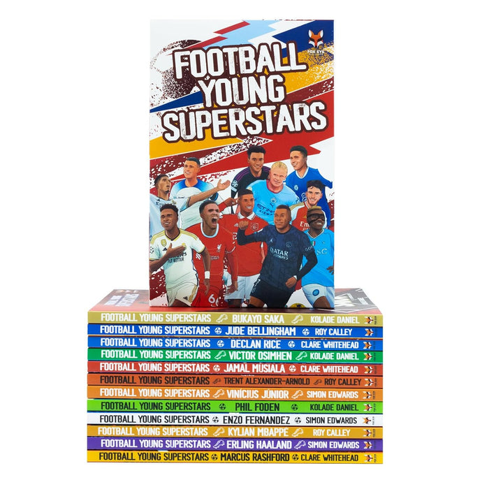 Football Young Superstars 12 Books Box Set: Jude Bellingham, Marcus Rashford, Phil Foden, Bukayo Saka, Kylian Mbappe