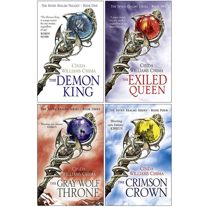 The Seven Realms Series 4 Books Collection Set By Cinda Williams Chima (The Demon King, The Exiled Queen, The Gray Wolf Throne, The Crimson Crown)