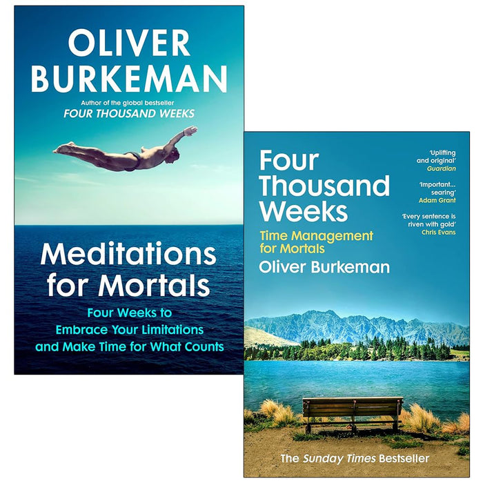 Oliver Burkeman Collection 2 Books Meditations Mortals (HB), Four Thousand Weeks