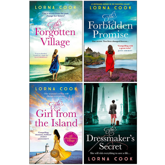 Lorna Cook Collection 4 Books Collection Set (The Forgotten Village, The Forbidden Promise, The Girl from the Island, The Dressmaker's Secret)