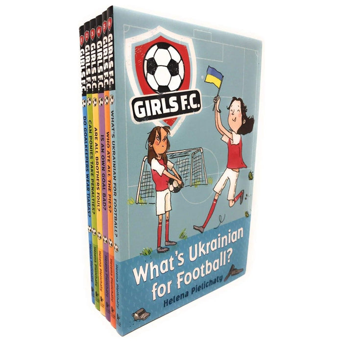 Girls F.C 6 books box set Slipcase by Helena Pielichaty Do Goalkeepers Wear Tiaras? What's Ukrainian For Football? Who Ate All The Pies? Is An Owl Goal Bad?