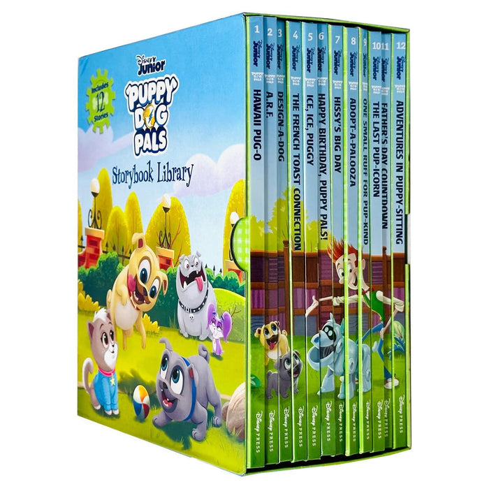 Puppy Dog Pals Storybook Library 12 Books Set (Hawaii Pug-O, A.R.F., Design-A-Dog)