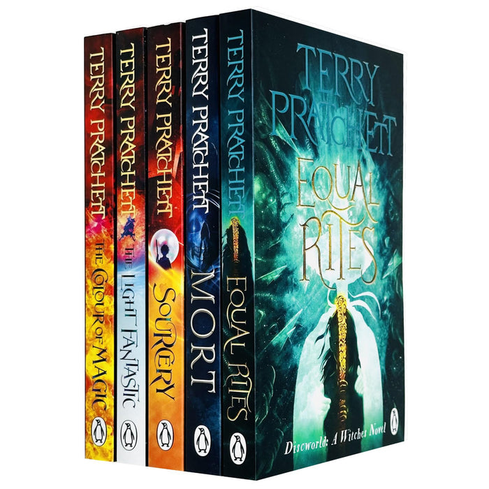 Terry Pratchett Discworld Novels Series 1 - 5 Books Collection Set (The Colour Of Magic, The Light Fantastic, Equal Rites, Mort, Sourcery)