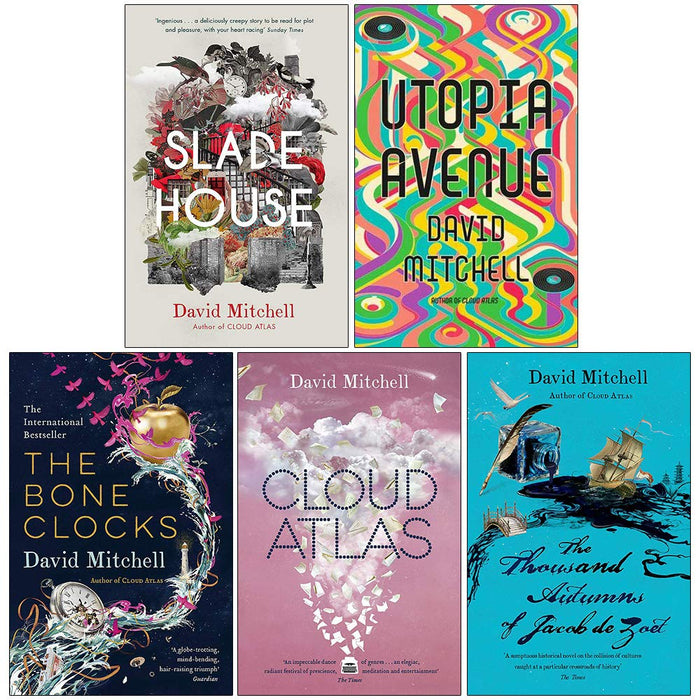 David Mitchell Collection 5 Books Set (Slade House, Utopia Avenue, The Bone Clocks, Cloud Atlas, The Thousand Autumns of Jacob de Zoet)