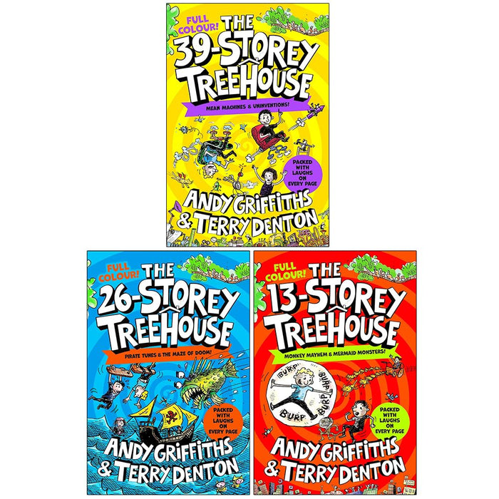 The Treehouse Colour Edition Collection 3 Books Set By Andy Griffiths (The 39-Storey Treehouse, The 26-Storey Treehouse and The 13-Storey Treehouse)