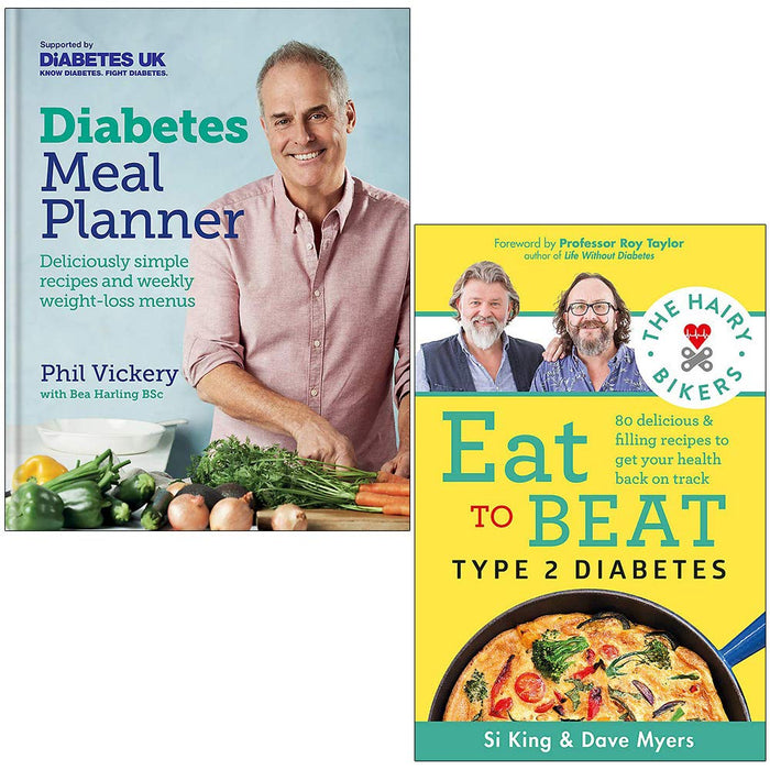 Diabetes Meal Planner & The Hairy Bikers Eat to Beat Type 2 Diabetes  2 Books Collection Set