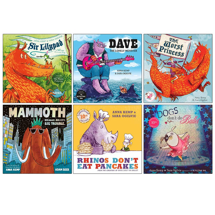 Anna Kemp Collection 6 Books Set (Sir Lilypad, Dave the Lonely Monster, The Worst Princess, Mammoth & More...))