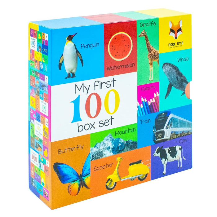 My First 100 Box set 4 books set (My first 100 words, 100 Animals, 100 Colours-shapes-numbers, 100 letters& phonics)