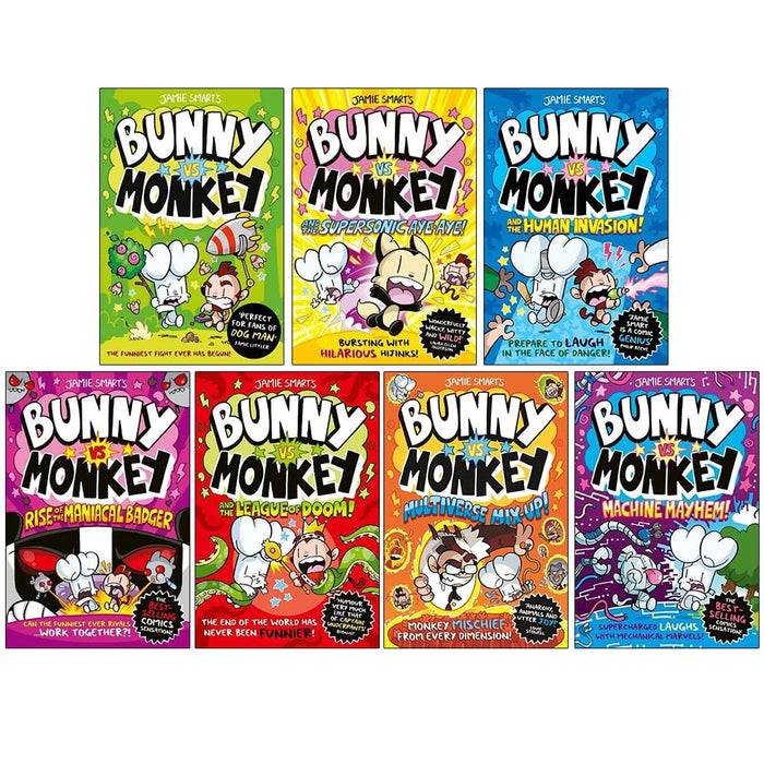 Jamie Smart Bunny vs Monkey 7 Books Collection Set (The Human Invasion, Rise of the Maniacal Badger)