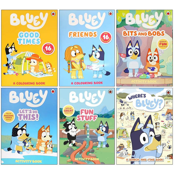 Bluey 6 Books Set (Fun Stuff Activity Book, Let's Do This Activity Book, Friends Colouring Book)