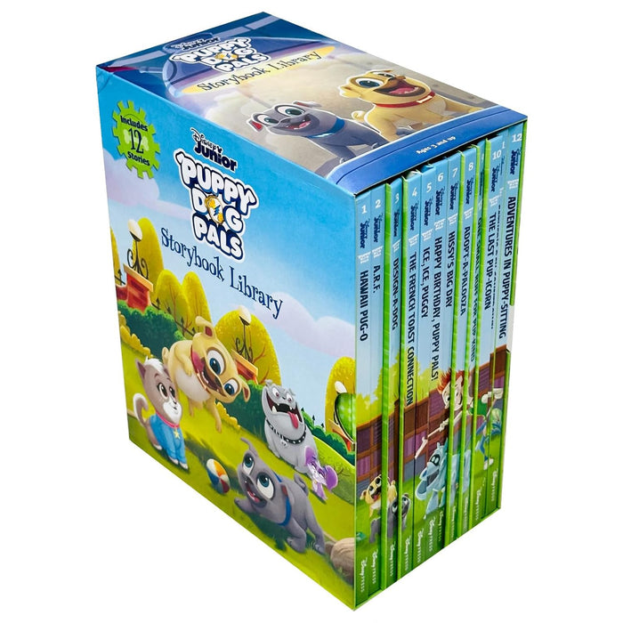 Puppy Dog Pals Storybook Library 12 Books Set (Hawaii Pug-O, A.R.F., Design-A-Dog)