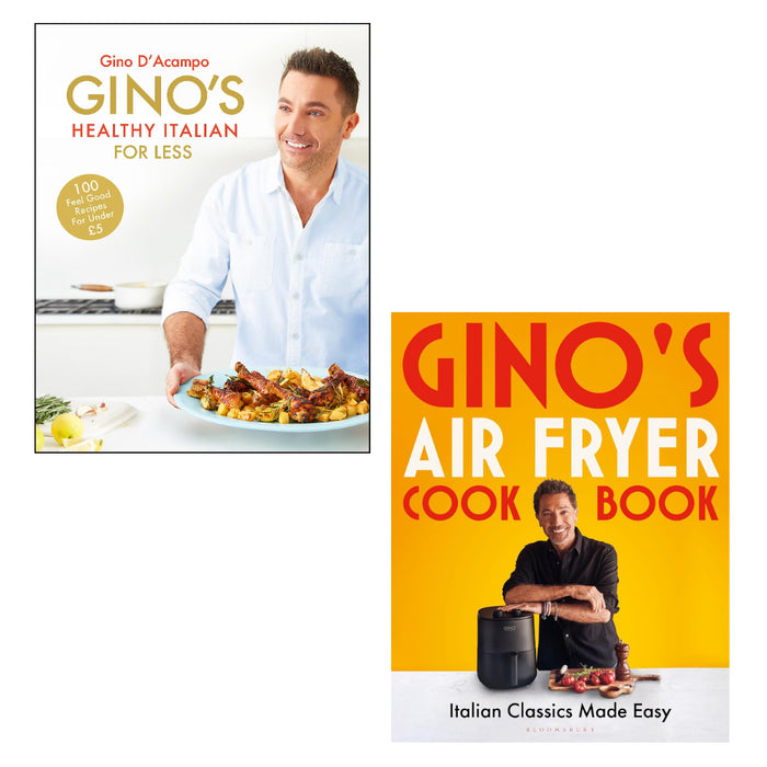 Gino D'Acampo  2 Books Set (Gino's Healthy Italian for Less, Gino's Air Fryer Cookbook) (HB)