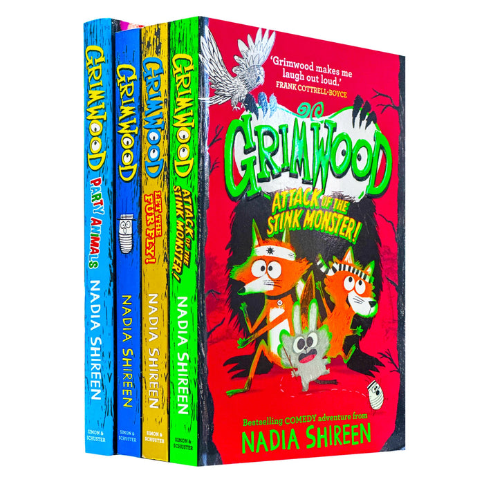 Grimwood Series 4 Books Collection Set by Nadia Shireen (Grimwood, Grimwood: Let The Fur Fly!, Grimwood: Attack of the Stink Monster!, Grimwood: Party Animals [Hardcover])