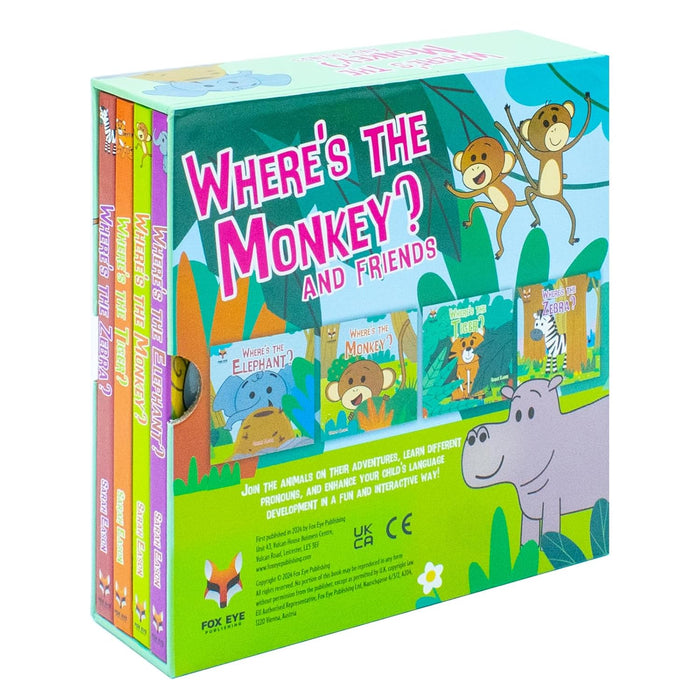 Where's the Monkey? and friends 4 books box set (Where's the monkey, Elephant, Tiger, Zebra)